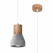Sollux SL.0964 - Zavesni luster na sajli QUBIC 1xE27/60W/230V beton/drvo, siva
