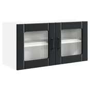 Vidaxl Stenski stekleni kabinet PORTO Črna 80 x 31 x 40 cm