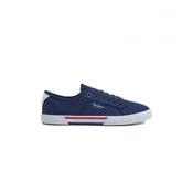 Pepe Jeans za moške. PMS30816 Brady Osnovni čevlji mornarsko modra (44), Tkanina, Ravna stran, Čipke, Priložnostno, Trajnostn