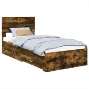Vidaxl Konstrukcija postelje Dimljeni oreh 90 x 200 cm Konstruiran les