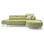 Casa Padrino luxury corner sofa green/brass 294 x 105-182 x H. 83-97 cm - Living room sofa with 3 adjustable headrests and electrically adjustable seat - Luxury living room furniture