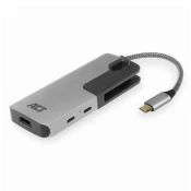ACT AC7021 USB-C to HDMI 4K adapter Hub USB-C, 2xUSB-A, 2xUSB-C, 1xHDMI, čitalnik kartic