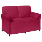 Vidaxl Kavč za 2 osebi Vinorodna rdeča 138 x 83 x 95 cm Žamet