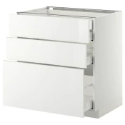 METOD / MAXIMERA Pod.orm.3front/2dnj/1srd/1vis.fiok, bela/Ringhult bela, 80x60 cm
