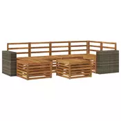 Sekcijska garnitura 6 pcs Prirodna Cvrsto drvo akacije