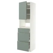 METOD / MAXIMERA Visoki element za ugradne uredaje, bela/Nickebo mat sivozelena, 60x60x220 cm