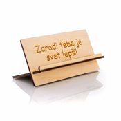 Tetino igrišče Leseno stojalo za telefon ali tablico Lesenko, z napisom Zaradi tebe je svet lepši.