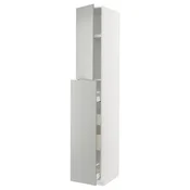 METOD / MAXIMERA Vis.elem. s izvlac.funkc. 1vr/4fiok, bela/Havstorp svetlosiva, 40x60x240 cm