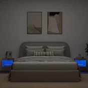 Nocni ormarici s LED svjetlima zidni 2 kom siva boja betona