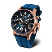 Vostok europe muški expedition north pole 1 chronograph plavi roze zlatni sportski rucni sat sa plavim silikonskim kaišem ( 6s21/595b645s