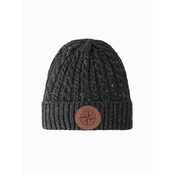 Ombre Mens beanie cap with round embossed patch - graphite