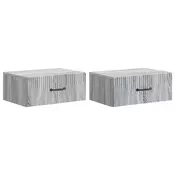 vidaXL Stenski nočni omarici 2 pcs Siva Sonoma 49 x 34,5 x 20 cm