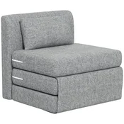 HOMCOM Zložljiv ležalnik s 3 deli, tlačni ležalnik 2 v 1 prostorsko varčujoč chaise longue, za spalnico, dnevno sobo in pisarno, 80x75x74 cm, siva