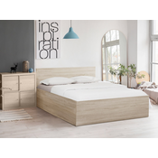 Postelja SOFIA 180 x 200 cm, hrast sonoma Posteljno dno: Brez posteljnega dna, Vzmetnica: Vzmetnica Coco Maxi 19 cm