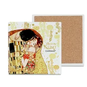 Carmani, kvadratni keramični podstavek - Klimt/Poljub (svetlo ozadje)