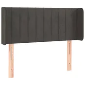 Vidaxl Vzglavje z ušesi temno sivo 103x16x78/88 cm žamet