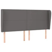 Vidaxl Vzglavje z ušesi sivo 163x23x118/128 cm umetno usnje