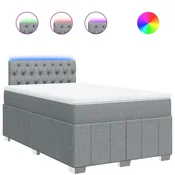 Vidaxl Box spring postelja z vzmetnico svetlo siva 120x200 cm blago