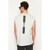Trendyol Gray Oversize Fit Far East Printed Undershirt-T-Shirt