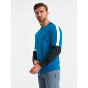 Ombre Tri-color mens sweatshirt with raglan sleeves - blue