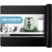 Nikcorp Silikonska kuhinjska podloga protizdrsna žarootporna 61 x 91 cm črna, 1,5 mm, do 250 °C, za pult, pečenje, DIY, zaštita namještaja, lako čiščenje, sroljiva