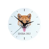 Shiba Inu - geometrijska stenska ura s fotografijo in napisom