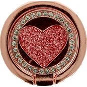 Držač Ring za stražnji poklopac mobilnog telefona, srce - Roze-zlatni