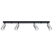 SOLLUX lighting Črna podolgovata stropna svetilka s štirimi kromiranimi senčniki 4xGU10 10W WINX SL.1371 Sollux Lighting