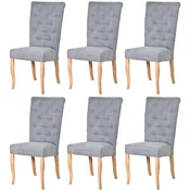 Casa Padrino Chesterfield Neo Baroque dining room chair set of 6 gray/natural - Kitchen chairs set - Chesterfield dining room furniture - Neo baroque dining room furniture