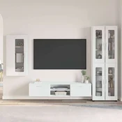Set TV komoda s ladicama FLORIN 3 pcs Bijelo Konstruirano drvo