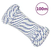 Vidaxl Vrv za čoln bela 5 mm 100 m polipropilen