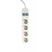 Gembird Smart power strip with USB charger, 4 sockets, white