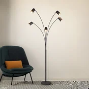 Trio Lighting Talna svetilka Marley, črna, višina 200 cm, 5 luči, kovinska - Dnevna soba/jedilnica - Sodobni - črna mat barva - Kovina
