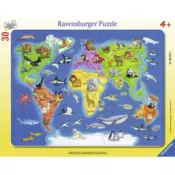 Ravensburger puzzle (slagalice)- Mapa sveta sa životinjama