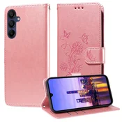 Eleganten etui ovitek za Samsung A16, A17 in A26, Rose Gold, metulji