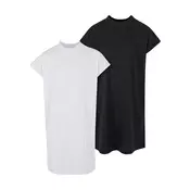Turtle Extended Shoulder Dress for Girls - Black+White