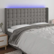 Vidaxl vidaXL Vzglavje postelje z LED diodo temno sivo 183x16x118/128 cm blago