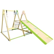 Kinder home Deciji drveni set 4 u 1 – ljuljaška, tobogan, ram za penjanje i rampa za penjanje ( AT-KF-2403 )