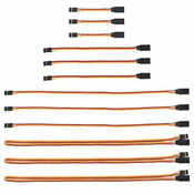 Komplet 12 podaljškov servo kablov 3 pin 26AWG | različne dolžine 75, 150, 300, 600 mm | visokokakovosten baker | za RC avtomobile, letala, drone, črno rumena, plastika