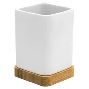 Kozarec AMARA, bela - Bela - 69x100x69 mm - Ridder - AMARA - 24 - Bambus; Poliresin - Držalo za kozarec - Kvadratni - 69 - 100 - 69 - 14