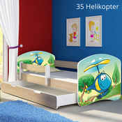 Dječji krevet ACMA s motivom, bočna sonoma + ladica 180x80 cm 35-helikopter