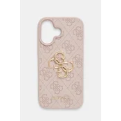 shumee Ovitek Guess za iPhone 16 6,1 roza trda torbica z velikim logotipom