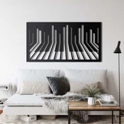 WallXpert metalni zidni ukras 5301, klavirske dirke u perspektivi na pravougaonom panelu, 75 x 40 cm, crni
