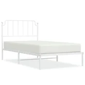Vidaxl Kovinski posteljni okvir z vzglavjem bel 100x200 cm