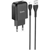 HOCO pametni hišni polnilec N2 z USB vtičem in s polnilnim kablom Lightning - črn