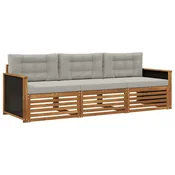 Set vanjskih sofa 3 pcs Prirodna i svjetlosiva Poliester
