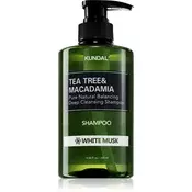 KUNDAL Tea Tree & Macadamia White Musk globinsko čistilni šampon z osvežujočim učinkom 500 ml