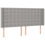 Vidaxl Vzglavje z ušesi svetlo sivo 203x16x118/128 cm blago