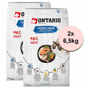 Ontario Cat Long Hair Duck & Salmon 2x6,5 kg