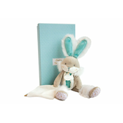 Doudou Darilni set - plišasti zajček z odejico 31 cm turkizna